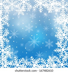 festive Christmas background with snowflakes, vector illustration