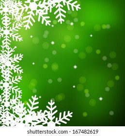 festive Christmas background with snowflakes, vector illustration