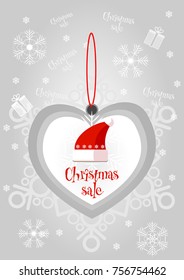 Festive Christmas banner with a retail sale tag. Vector illustration.