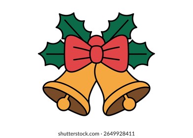 Festive Christmas Bell Decorated with Holly and a Red Ribbon
