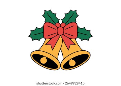 Festive Christmas Bell Decorated with Holly and a Red Ribbon