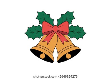 Festive Christmas Bell with Holly Decor