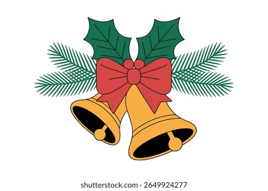 Festive Christmas Bell with Holly Decor