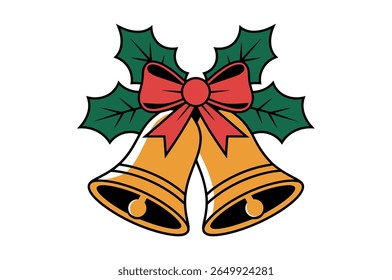 Festive Christmas Bell with Holly Decor