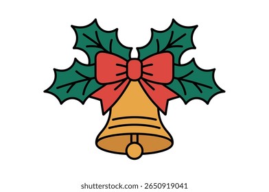 Festive Christmas Bell with Holly Decor