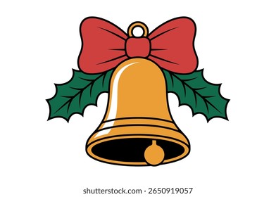 Festive Christmas Bell with Holly Decor
