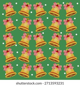 Festive Christmas bell seamless pattern with jingle bells and joyful holiday vibes. Decorative winter vector background perfect for wrapping paper, textiles, wallpapers, and seasonal designs.