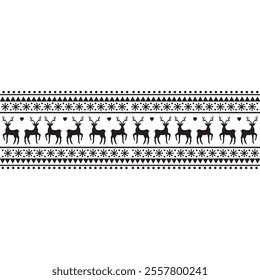 Festive Christmas border frame with reindeer in Scandinavian style