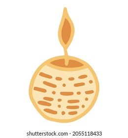 Festive Christmas burning candle vector image. Isolated on a white.