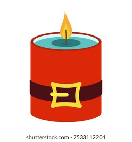 Festive Christmas Candle Designs with Seasonal Decor Illustration flat. Happy New Year element sign