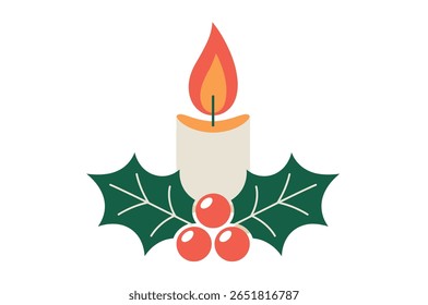 Festive Christmas Candle with Holly Wreath