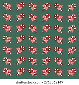 Festive Christmas candy cane seamless pattern in red and white stripes. Cute holiday vector background for wrapping paper, textiles, wallpapers, decorations, and cheerful seasonal designs.
