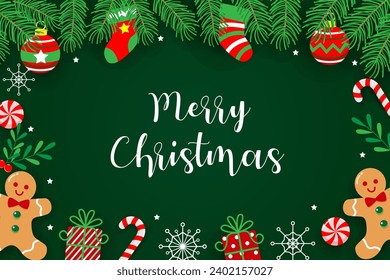 A festive Christmas card featuring gingerbread cookies and decorative elements. Perfect for sending warm holiday wishes to friends, family, and colleagues. Suitable for digital or printed greetings.