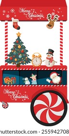 Festive Christmas Cart with Holiday Decorations