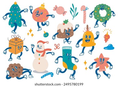 Festive Christmas Cartoon Characters - Fun Holiday Illustration Set