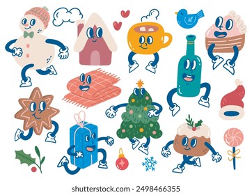 Festive Christmas Cartoon Characters - Fun Holiday Illustration Set