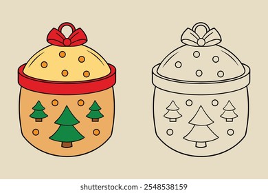 Festive Christmas Cookie Jar with Tree Decorations for Fun Coloring Activities