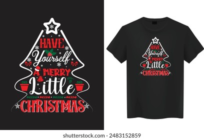 Festive Christmas Day Typography T-Shirt Design.