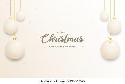 Festive Christmas decoration White and gold christmas balls for website. social networks. blog or your video channel