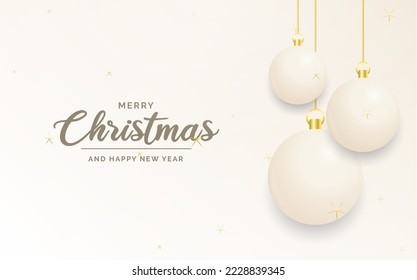 Festive Christmas decoration White and gold christmas balls for website. social networks. blog or your video channel