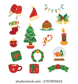 Festive Christmas Decorations Elements Illustration Collection