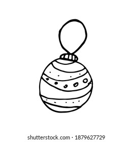 Festive Christmas decorations for the Christmas tree, hand-drawn. Vector illustration.
