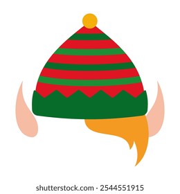 Festive Christmas Elf and Snowman Costume Accessories. Happy New Year party Masks and Clothes