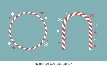 Festive Christmas frame set includes candy cane striped circle and arch designs with snowflakes and stars.