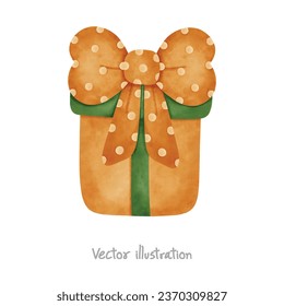Festive Christmas Gift Box Illustration - Watercolor Cartoon Elements