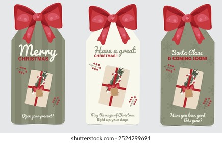 Festive Christmas Gift Tags with Red Bows