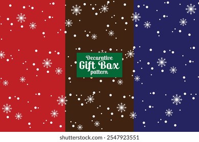 Festive Christmas gift wrap pattern featuring delicate snowflakes and a realistic snow effect. Perfect for wrapping gifts with a cozy, wintry design that captures the holiday spirit