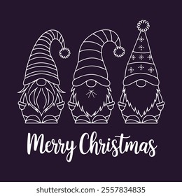 Festive Christmas gnomes vector art, perfect for cards, crafts, and decorations