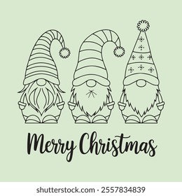Festive Christmas gnomes vector art, perfect for cards, crafts, and decorations
