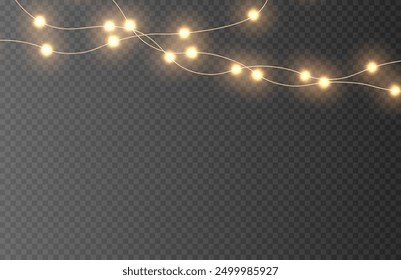 Festive Christmas gold garlands, dust, sparkle, and a star. Decorative element for greeting cards, invitations, backgrounds, business cards. Winter collection Christmas background. Light glow sparkl.