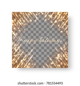 Festive Christmas golden sparks on a transparent background.
