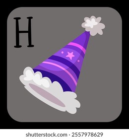 festive christmas hat alphabet letter h