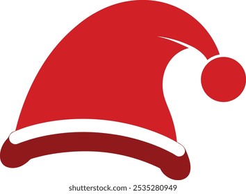 Un diseño de Vector de sombrero de Navidad festivo con un sombrero de Santa Claus clásico con adornos mullidos y un pom-pom, perfecto para proyectos y decoraciones de temática navideña.