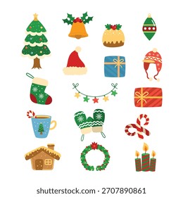 Festive Christmas Holiday Decoration Elements Illustration Collection
