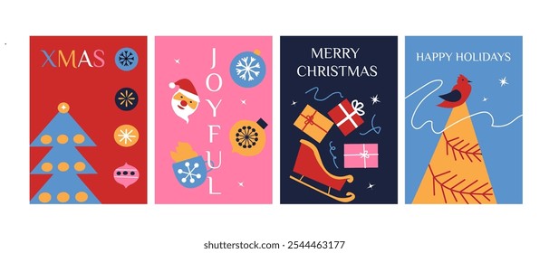 Festive christmas and holiday greeting card designs with joyful winter themes.