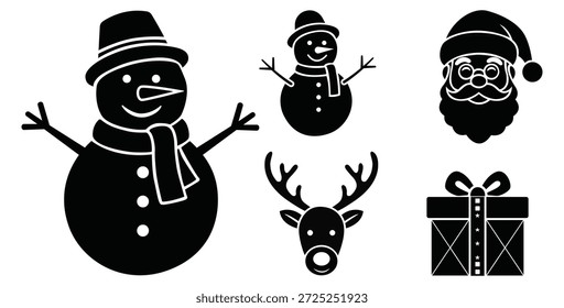 Festliche Weihnachten Icon Paket mit Weihnachtsmann Rentier Geschenkboxen