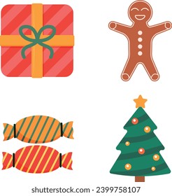 Fiesta de Navidad e Icono Set.