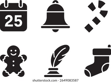 Festive Christmas Icons Arranged Neatly Depicting Holiday Traditions and Symbols of the Yuletide Season Joyfully
