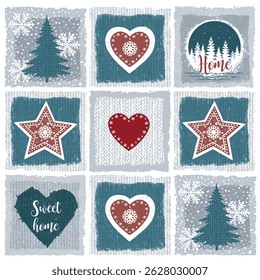Festive Christmas Knitted Pattern with Cozy Winter Decor
