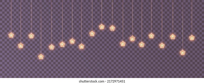 Festive Christmas light multicolored garlands PNG. Decor element for postcards, invitations, backgrounds, business cards. Winter new collection 2023.
