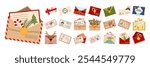 Festive Christmas Mailboxes and Letters. Santa Envelopes Illustration