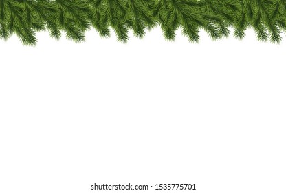 Festive Christmas or New Year Background. Christmas Tree Branches. Holiday's Background. Vector illustration.