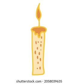 Festive Christmas, New Year burning candle vector image. Isolated on a white.