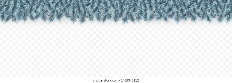 Festive Christmas or New Year garland. Christmas Tree Branches. Holiday's Background. Vector illustration.