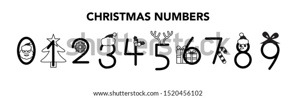 Festive Christmas Numbers Vector Series Editable Stock Vector (Royalty