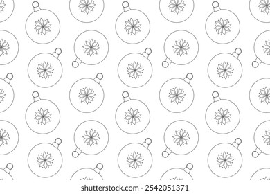 Festive Christmas ornaments coloring page with snowflake designs. Perfect for holiday crafts and seasonal activities.